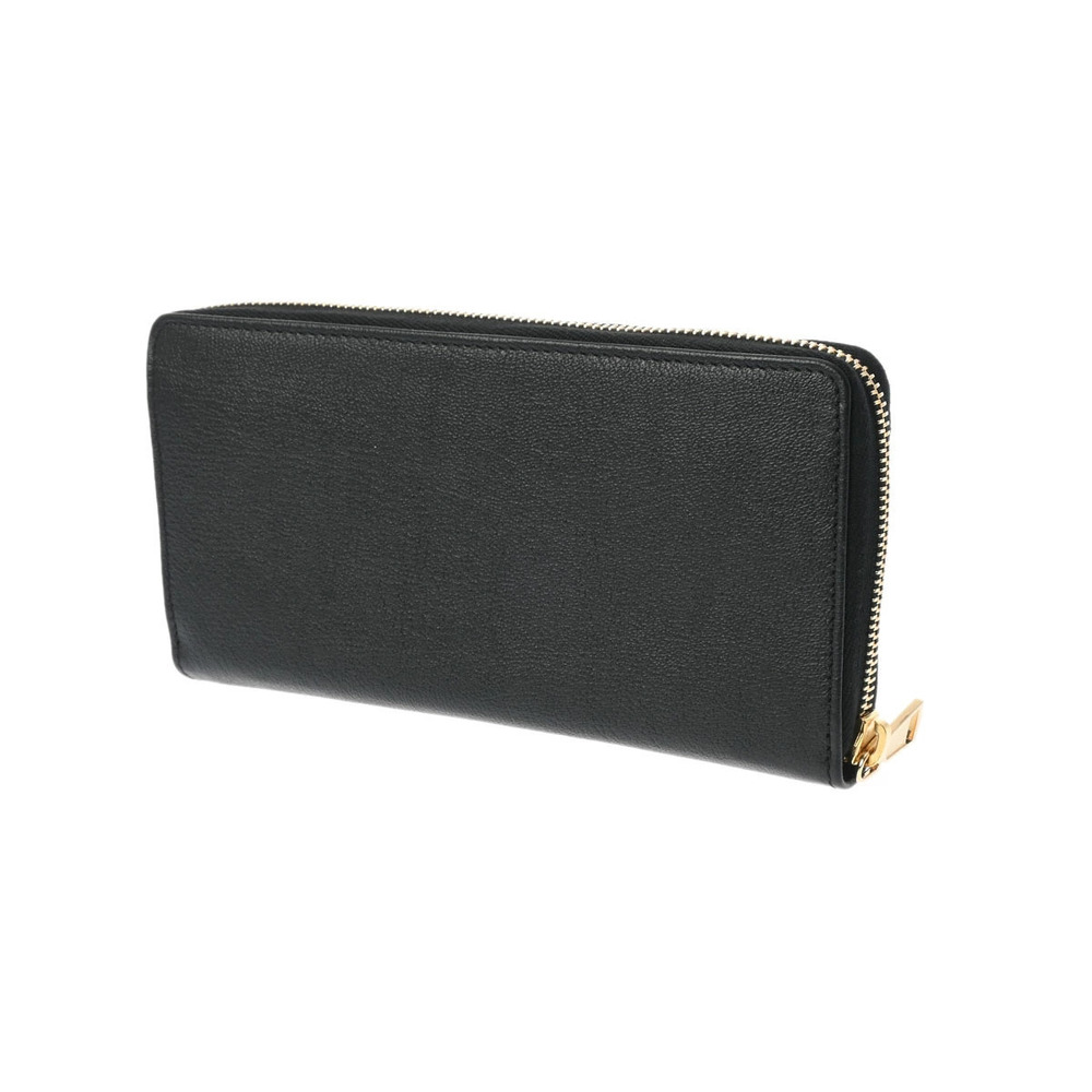 Saint Laurent Long Black Wallet Leather Zipper Round